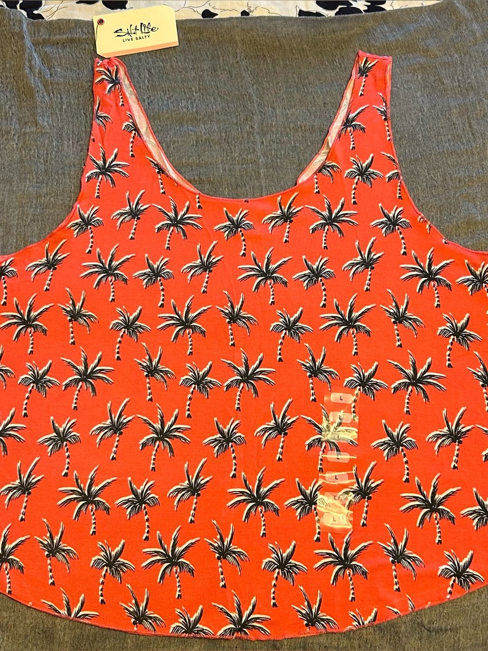Salt Life Live Salty Coral Palm-Print Tank Top large